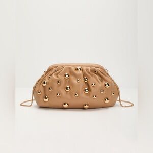 NWT - Make A Scene Tan Studded Pouch Clutch